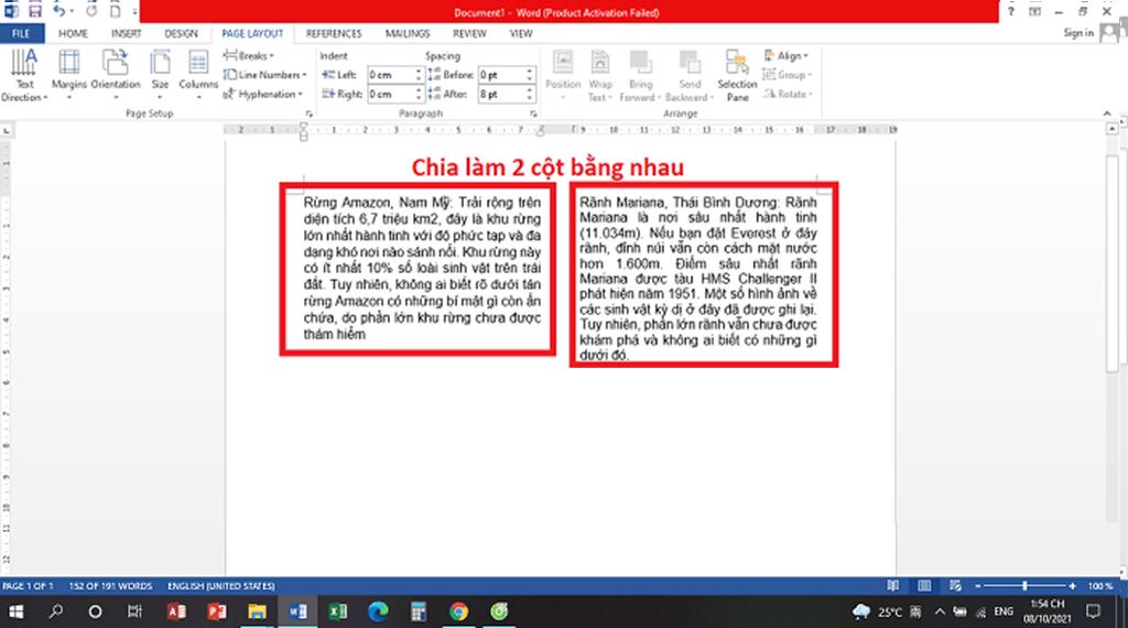 cach chia 2 cot bang deu nhau