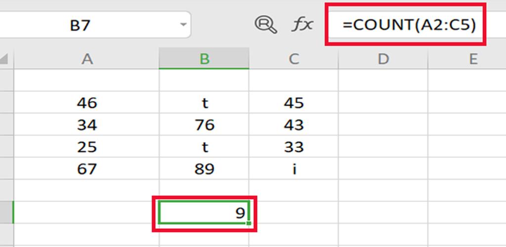 Cách sử dụng hàm Count trong exce