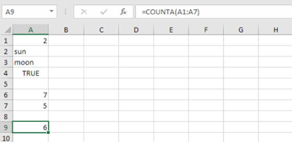 Cách sử dụng hàm counta trong excel