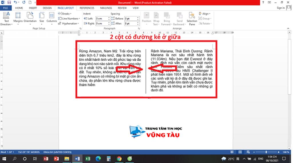 Thêm đường kẻ giửa các cột trong word