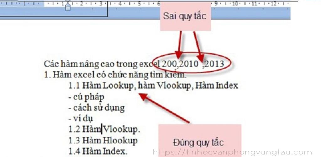 Quy tắc gõ văn bản ngắt đầu câu trong word