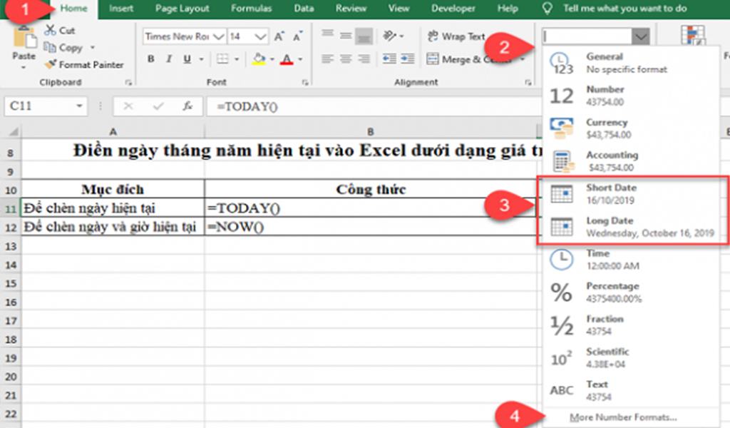Sưu tầm những mẹo excel chèn ngày hiện tại với today