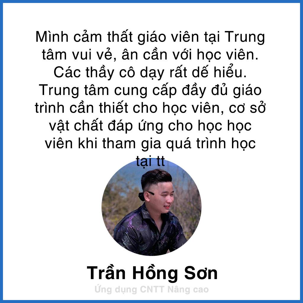 cảm nhận học viên trần hồng sơn về trung tâm tin học trường thịnh vũng tàu
