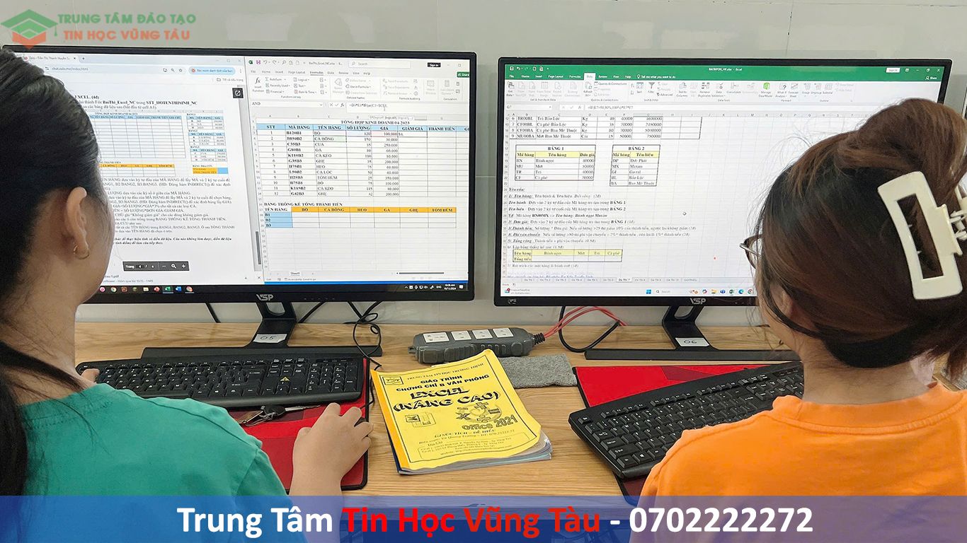 lớp học excel cho nhân viên văn phòng vũng tàu