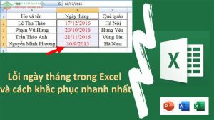 lỗi ngày tháng trong excel
